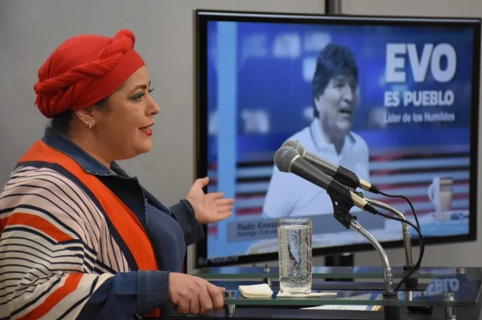 La ministra Prada en rueda de prensa, la noche de este jueves. Foto: APG