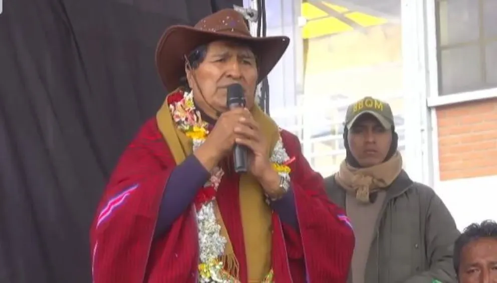 Evo Morales emite un discurso en Achica Arriba. Foto: Captura de pantalla