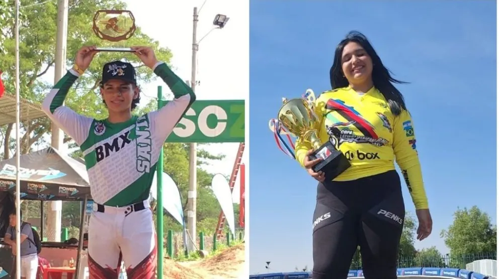 Ordóñez (izq.) y Aguilera con trofeos pasados que ganaron. Fotos: Redes Sociales.