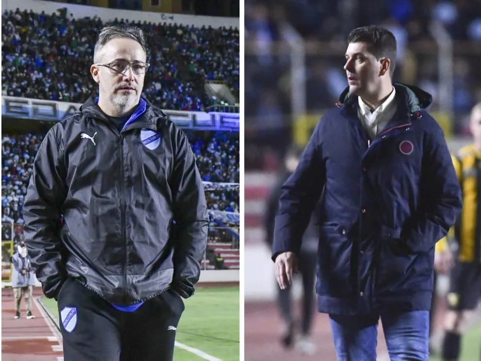 Los técnicos Flavio Robatto de Bolívar e Ismael Rescalvo de The Strongest.