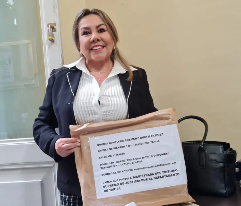 La postulante a magistrada del TSJ, por Tarija, Rosmery Ruiz. Cámara de Senadores. Foto: Visión 360