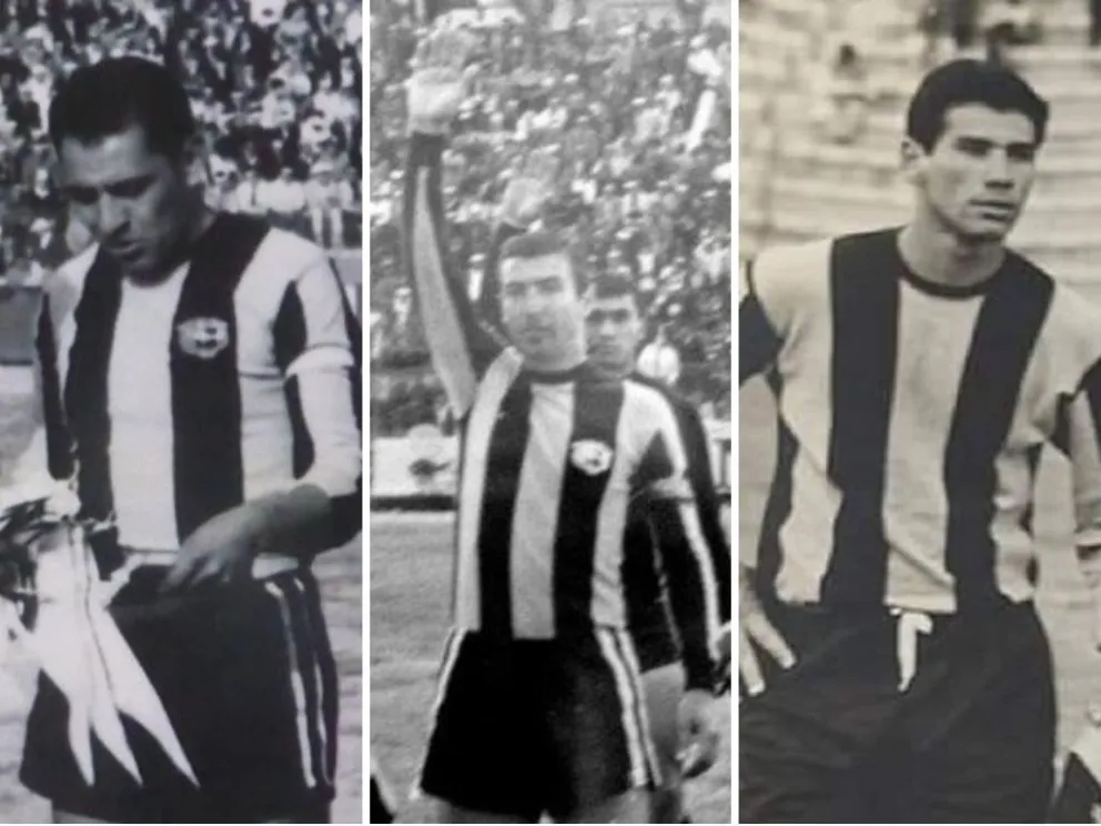 Rolando Vargas (izq.). Luis Gini y Marco Antonio Velasco. Las tres fotografías corresponden a diferentes partidos del torneo de la AFLP en 1969.