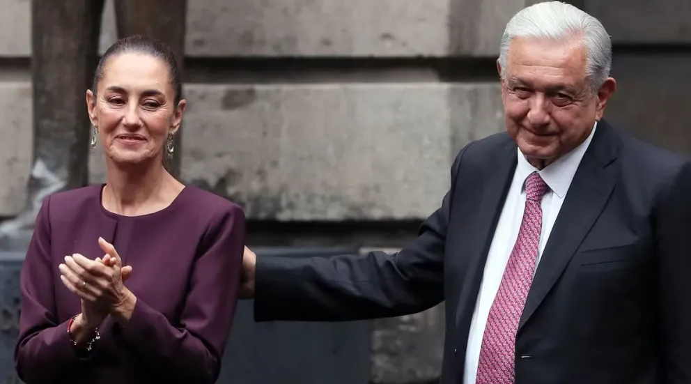 Claudia Sheinbaum con López Obrador durante un acto en Ciudad de México. Foto: EFE