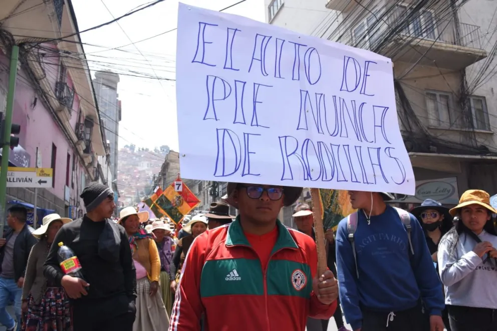 la marcha de la Asamblea de la Alteñidad en la ciudad de La Paz. Foto: APG