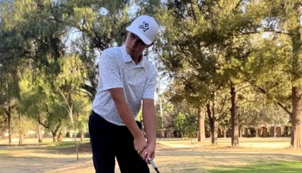 Pérez previo a realizar su lanzamiento. Foto: Federación Boliviana de Golf.