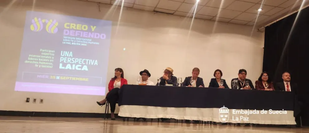 Los delegados de 12 países este miércoles en el Seminario Internacional "CREO Y DEFIENDO: Una perspectiva LAICA". Foto: Embajada de Suecia en La Paz