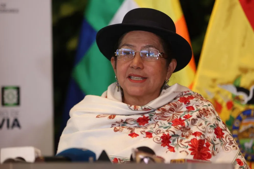 La ministra de Relaciones Exteriores de Bolivia, Celinda Sosa, en una rueda de prensa anterior. Foto: EFE