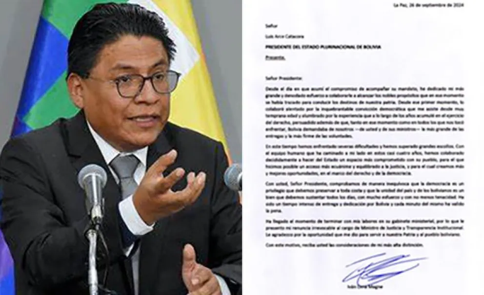 La carta de renuncia de Lima. Foto: Composición