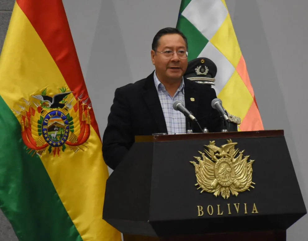 Luis Arce durante su discurso tras el acto de designación del nuevo ministro de Justicia. Foto: APG