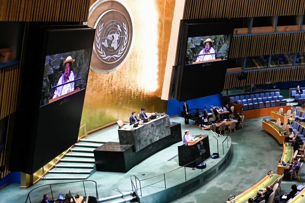 Celinda Sosa durante su intervención en el foro de la ONU. Foto: Cancillería