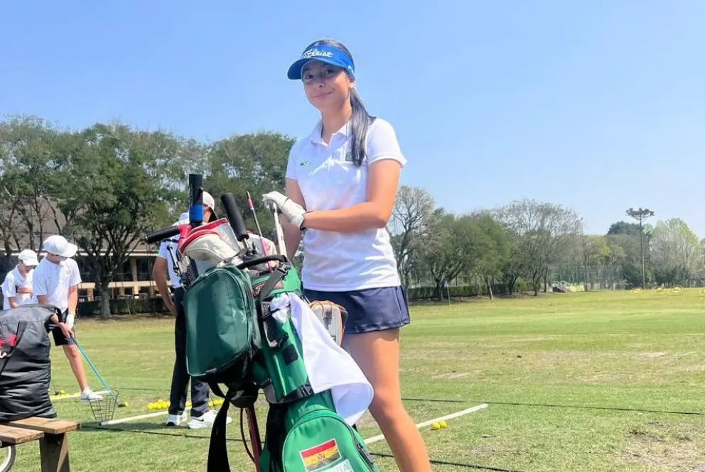 Onishi previo a su competencia en Brasil. Foto: Federación Boliviana de Golf.