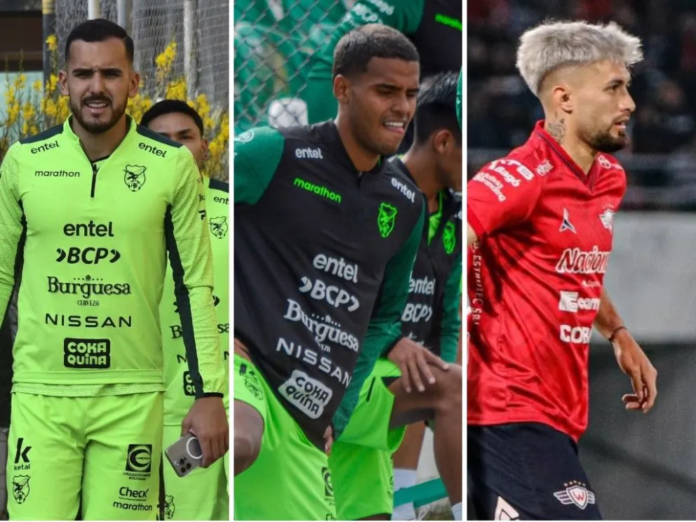 Luis Haquín (izq.), Enzo Monteiro y Widen Saucedo los tres futbolistas que se sumaron en las últimas horas a la concentración.