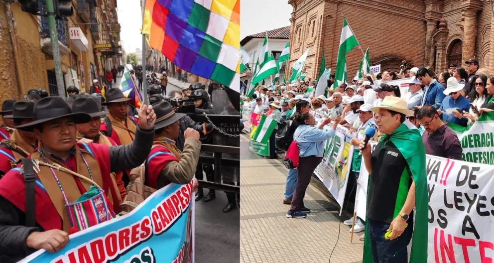 Movilizaciones en La Paz y Santa Cruz. Fotos: APG y Comité Pro Santa Cruz