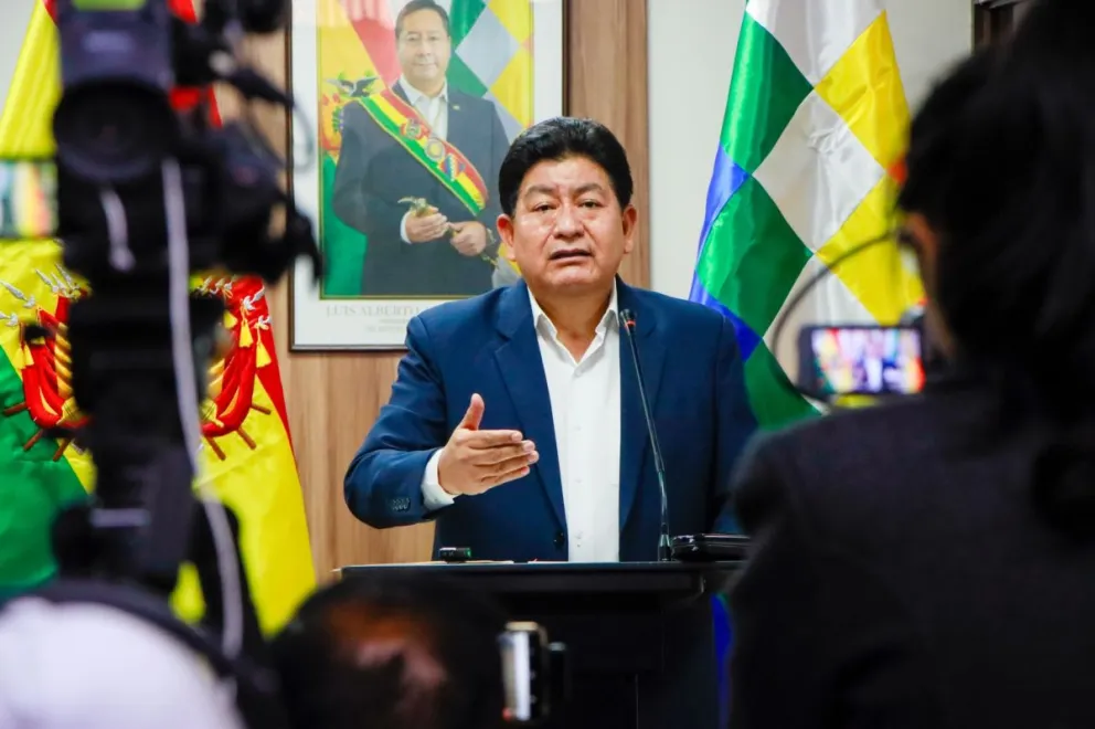 Montaño, en una anterior conferencia de prensa. Foto: ABI