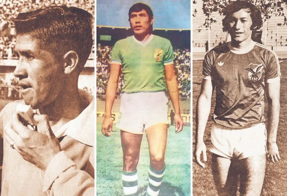Máximo Alcócer (1957), Porfirio Jiménez (1977) y Silvio Rojas (1985). Fotos: Colección Julio Mamani