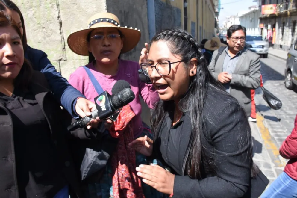 Eva Copa declara a los medios en una imagen de archivo. Foto: APG