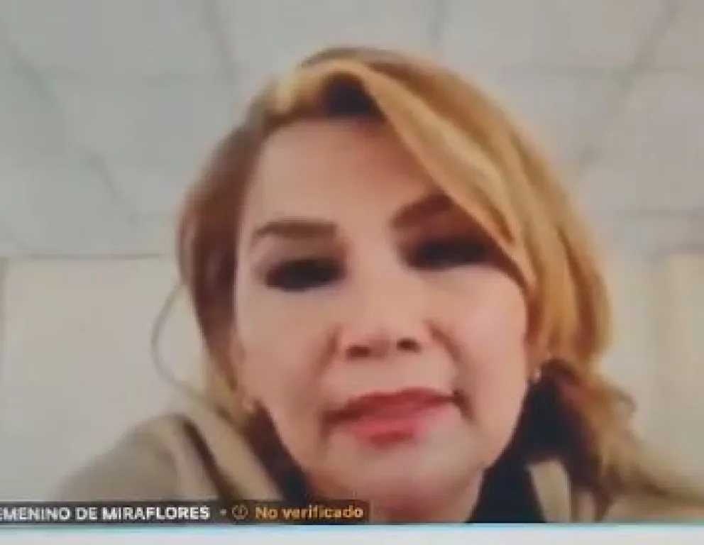 La expresidenta transitoria Jeanine Añez en la audiencia del juicio por el caso Senkata. Foto: Captura