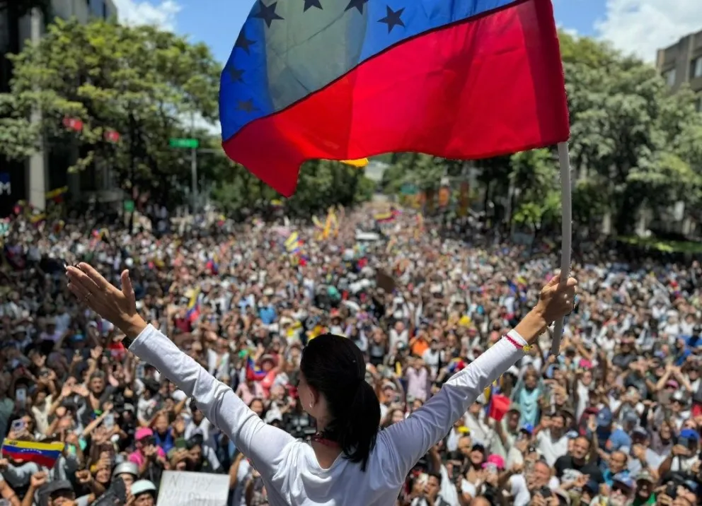 La líder opositora venezolana María Corina Machado. Foto: @MartaMS96631004