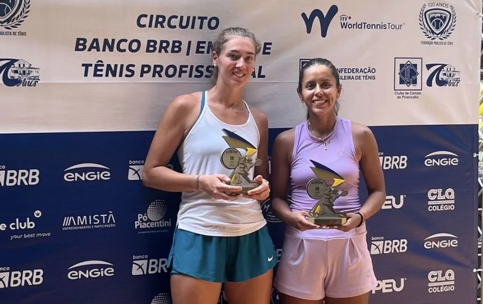 Zeballos (der.), con Miriana Tina, su compañera de dobles en el torneo de Brasil. Foto: Noelia Zeballos. 