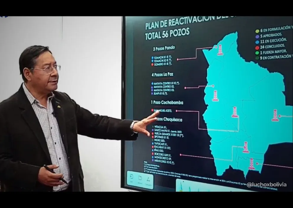 Luis Arce durante su exposición de este domingo. Foto: Captura de video