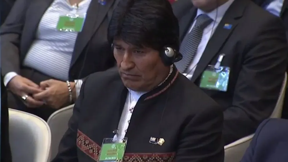 Evo Morales durante una de las audiencias en la CIJ. Foto: Infobae