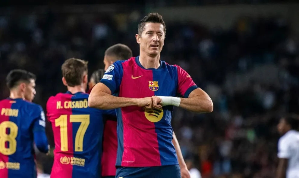 Lewandowski hizo un doblete para el Barcelona. Foto: FC Barcelona.