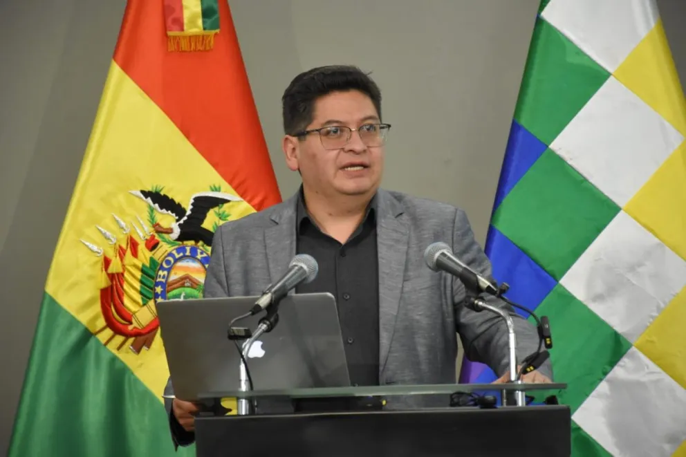 El ministro de Economía, Marcelo Montenegro, en la conferencia de este miércoles. Foto: APG