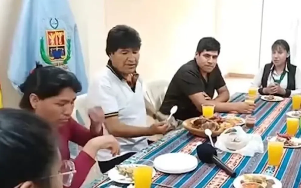 El expresidente Evo Morales en una actividad esta jornada. Foto: DTV