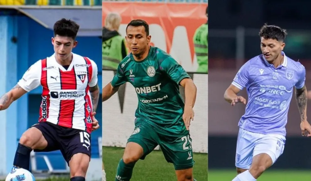 Villamil (izq.), Fernández y Chávez, en partidos de sus respectivos clubes.