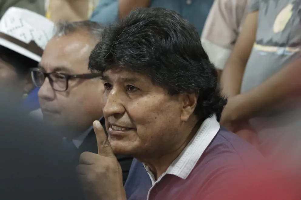 Evo Morales durante una conferencia de prensa este viernes. Foto: APG