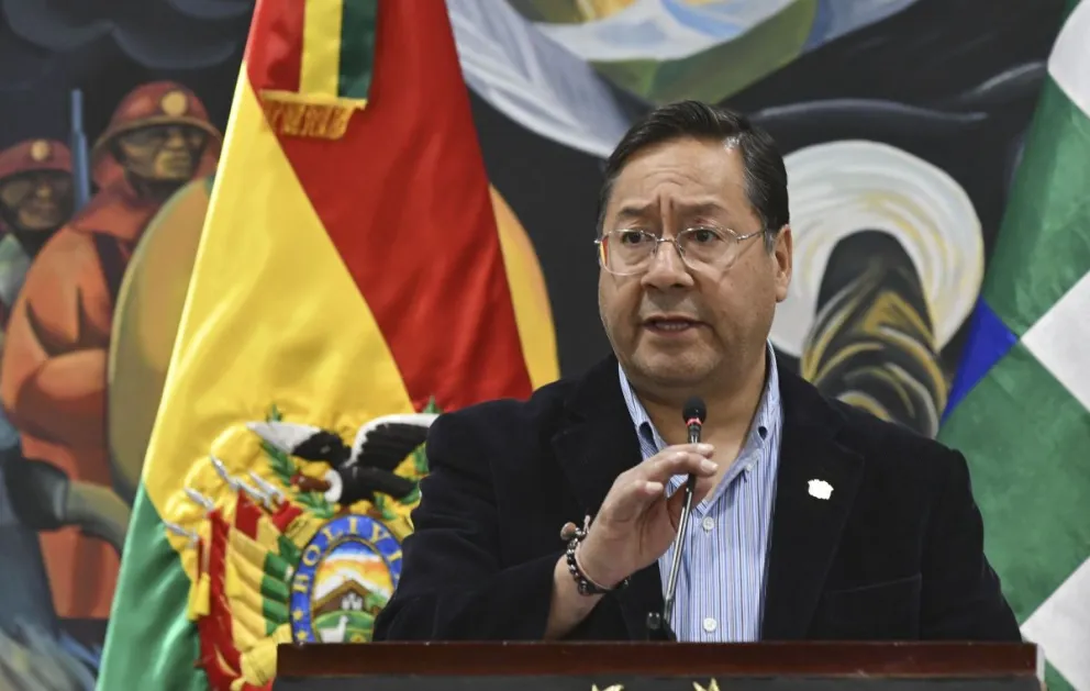 El presidente Luis Arce, durante un anterior contacto con la prensa. Foto: APG 