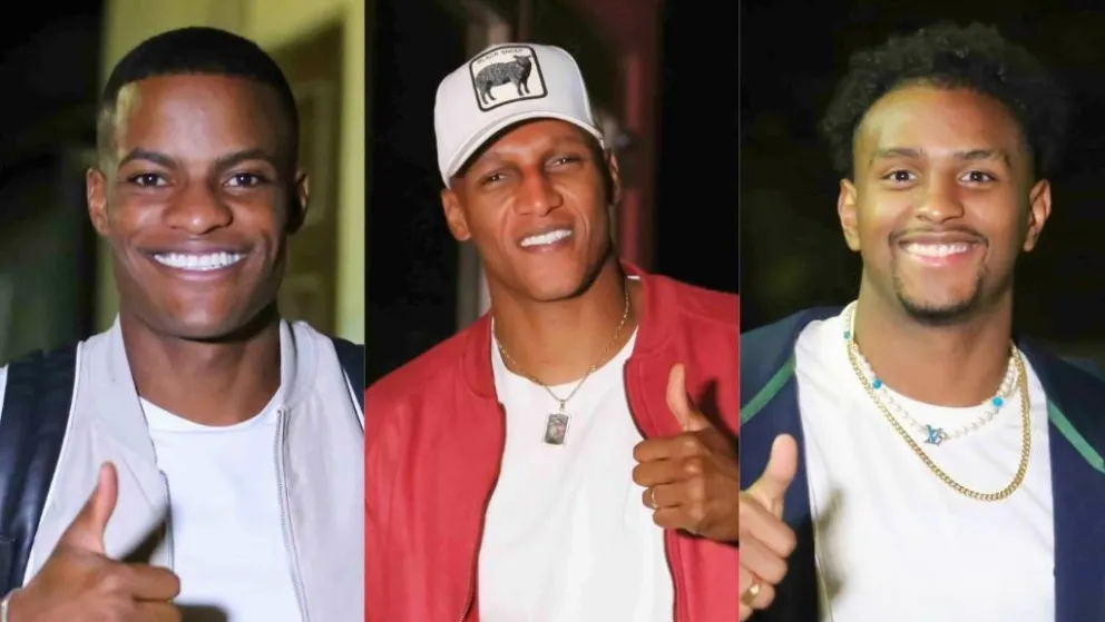 Román (izq.), Mina y Cabal, tras su llegada al hotel de concentración en el valle. Foto: Selección Colombiana.