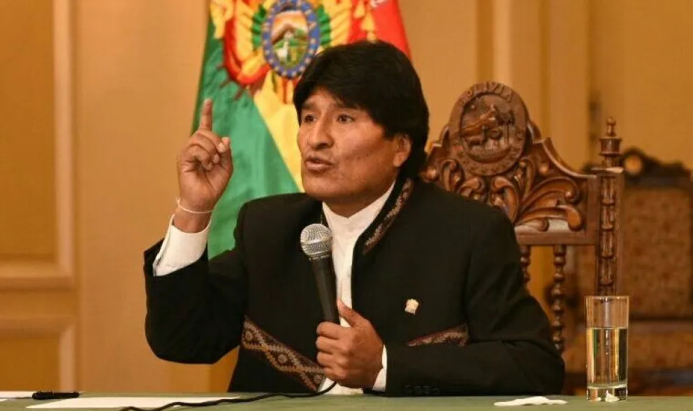 Evo Morales en Palacio de Gobierno, donde se denunció que cometió dos violaciones. Foto: ABI