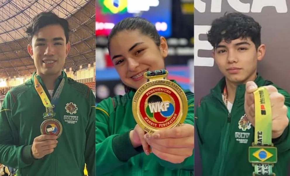Los karatecas bolivianos que competirán en el Mundial. Foto: Feboka.