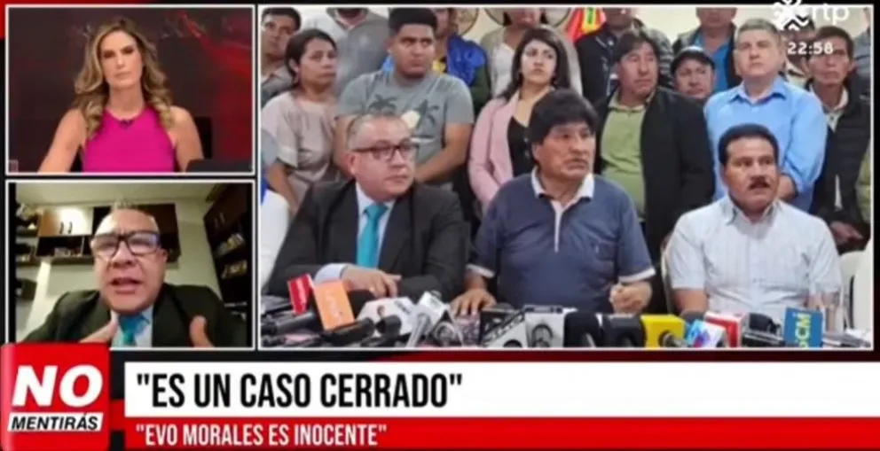 La periodista entrevista a uno de los abogados del expresidente Evo Morales, Nelson Cox. Foto: Captura