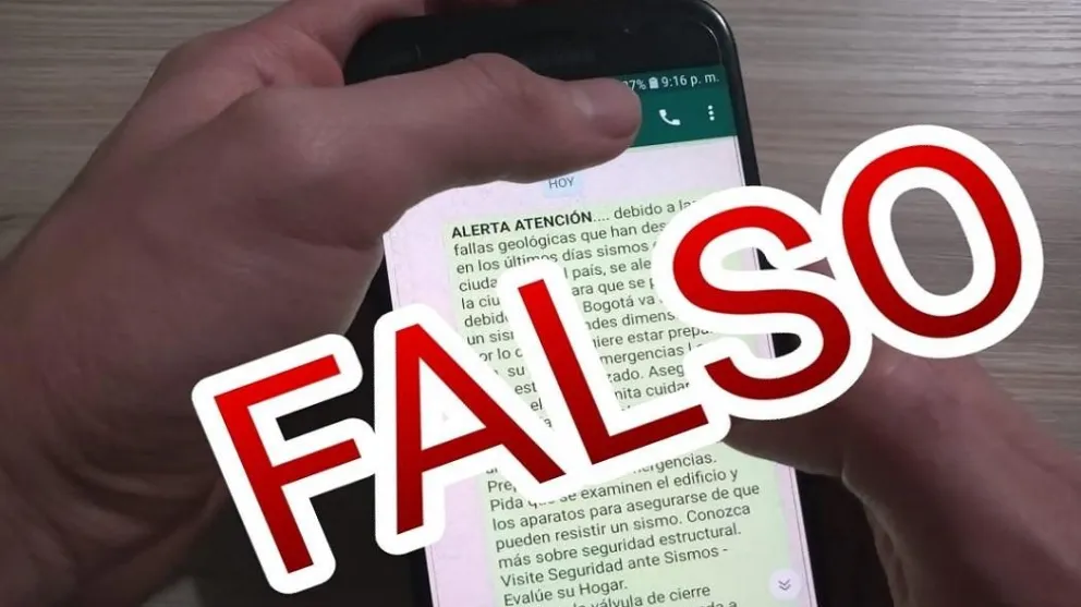 Un mensaje que se envió por WhatsApp, que  se marca como falso, tras la verificación.Foto: CAPTURA