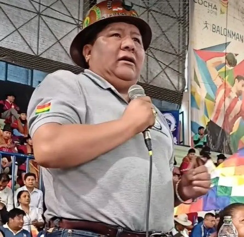 El senador evista Hilarión Mamani en el encuentro de seguidores de Evo Morales en Sacaba, Cochabamba. Foto: Captura