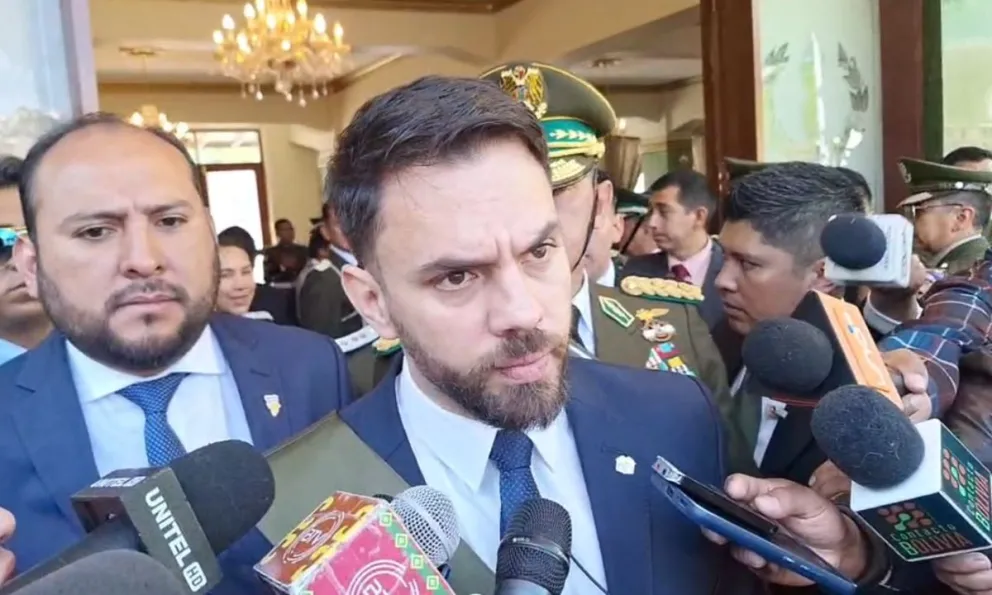 El ministro de Gobierno durante las declaraciones, este martes. Foto: Captura de video