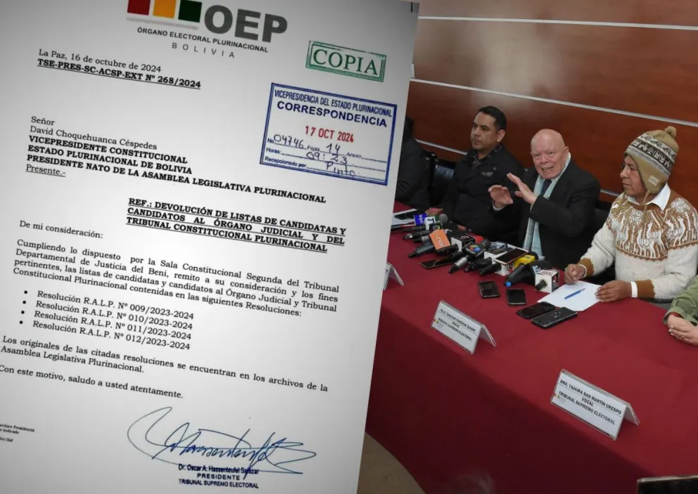 La misiva y los vocales del TSE. Foto: La carta y APG