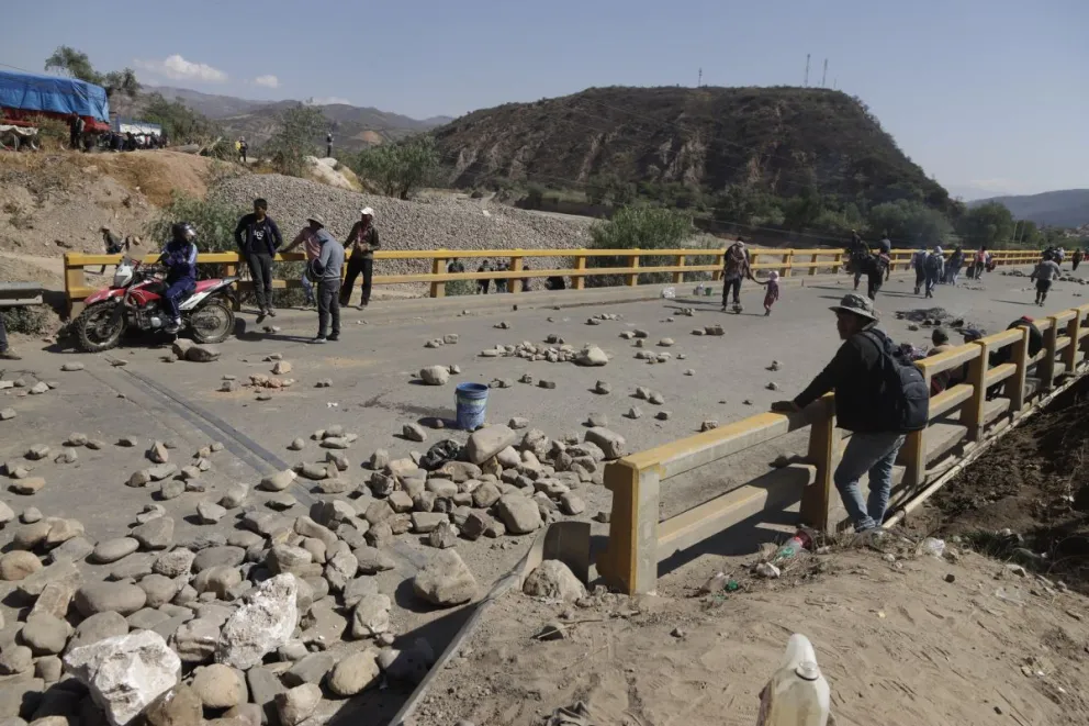 Uno de los puntos de bloqueo, en una imagen del 15 de octubre. Foto: APG