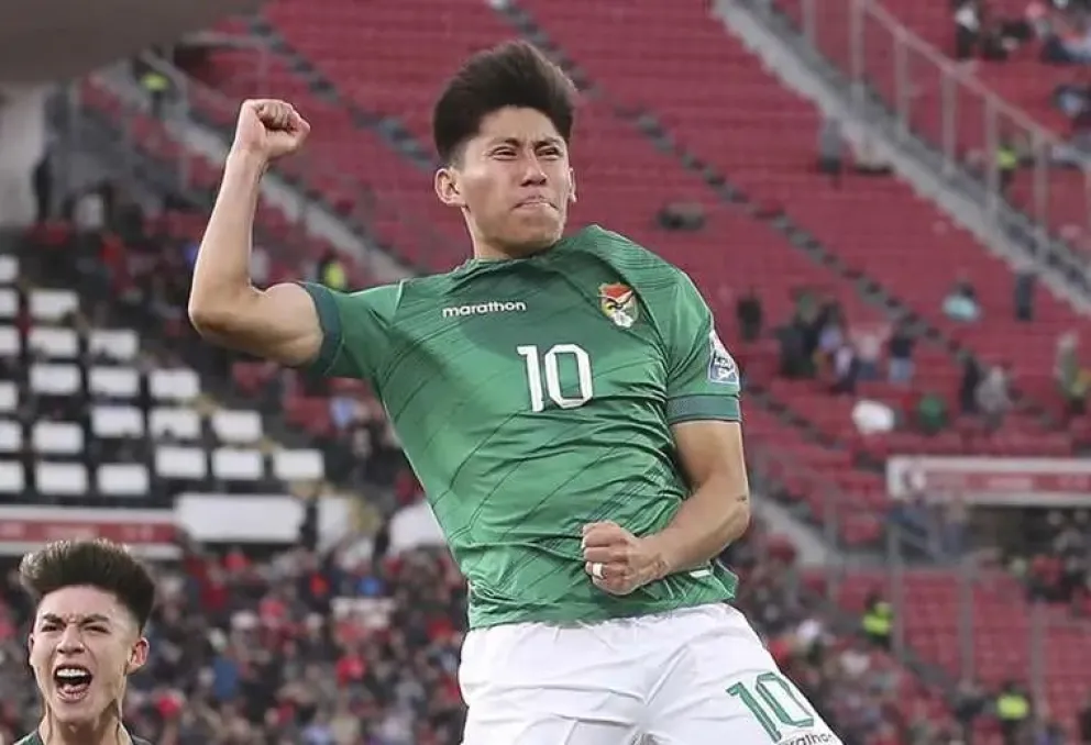 Terceros celebra el gol del triunfo de la Verde ante Chile, en Santiago. Foto: LT