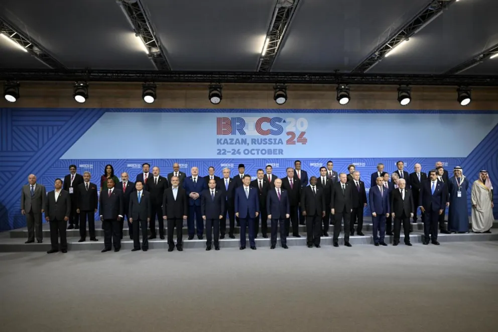El presidente ruso, Vladimir Putin, y los participantes en la cumbre BRICS en Kazán, Rusia, el 24 de octubre de 2024. Foto: EFE