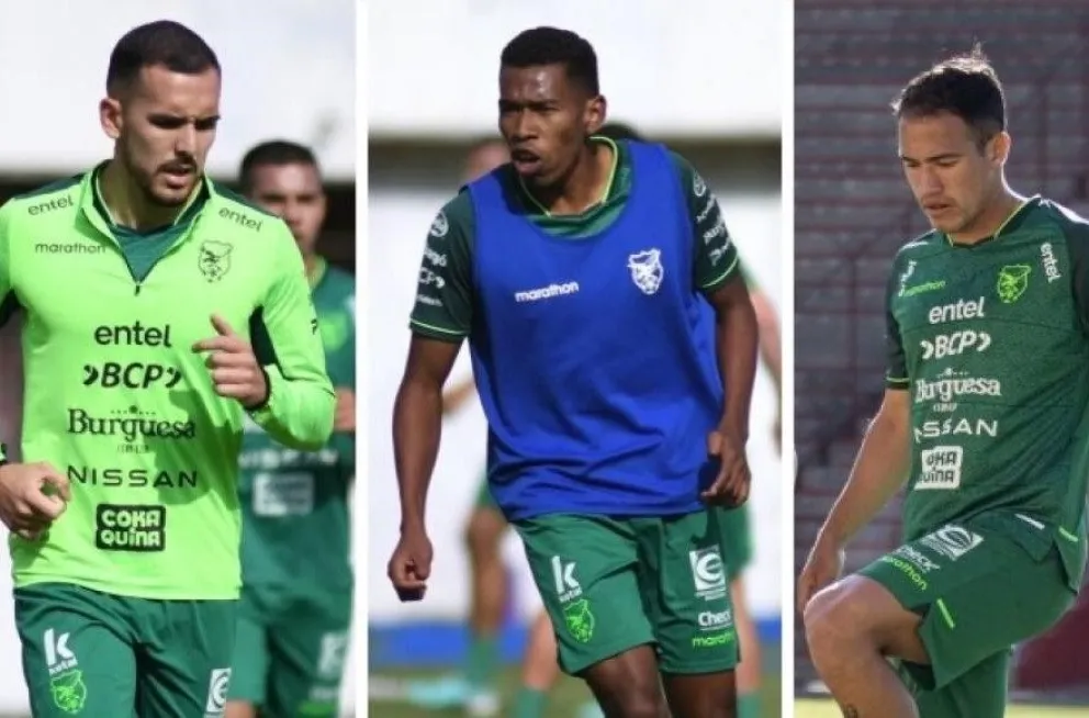 Luis Haquin (izq.). Diego Medina y Marcelo Suárez jugaron los 90 minutos de los cuatro partidos. 