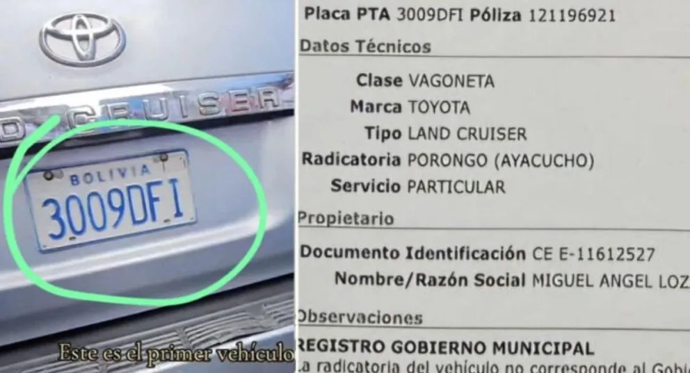Los datos del vehículo propiedad de la estatal petrolera venezolana que difundió Guiteras. Foto: @JairoGuiteras