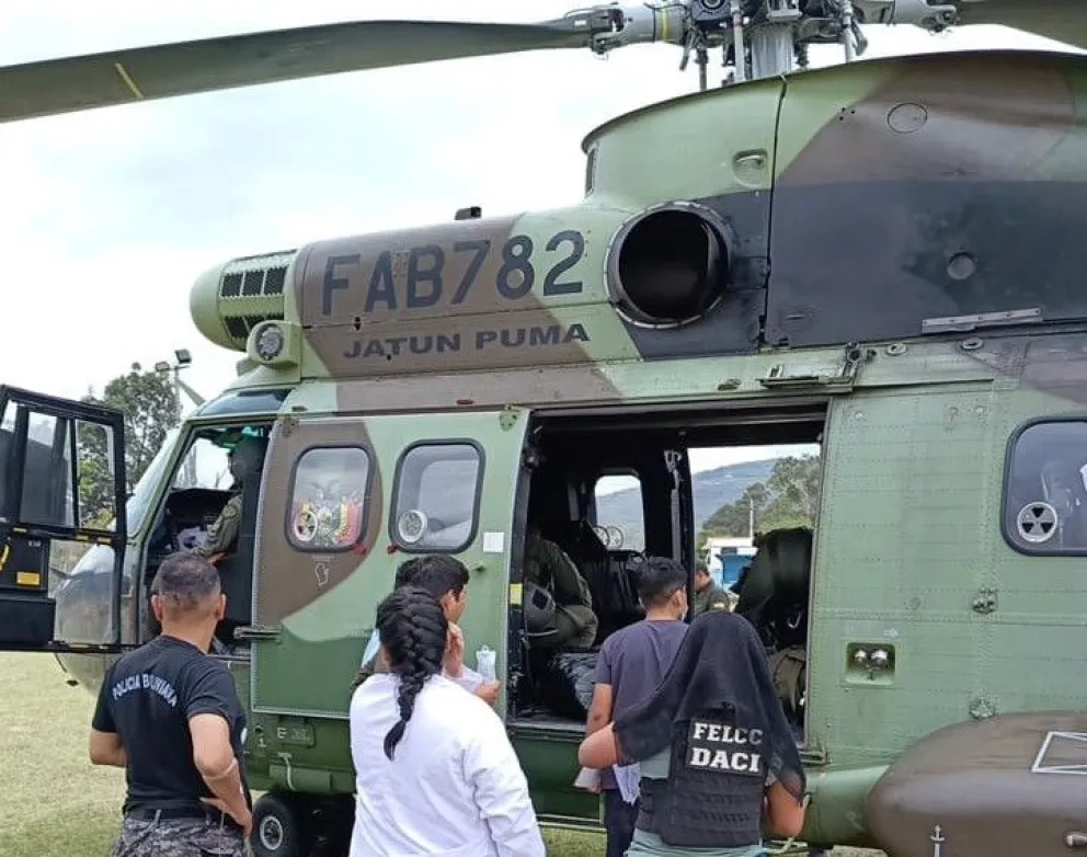 Los heridos en Mairana fueron trasladados en un helicóptero hasta un hospital. Foto: El Alto es Noticia