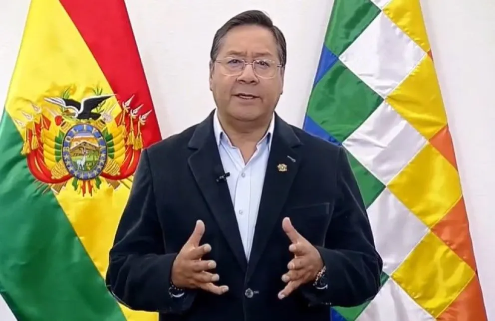 El presidente Luis Arce, durante el mensaje a los bolivianos. Foto: Captura