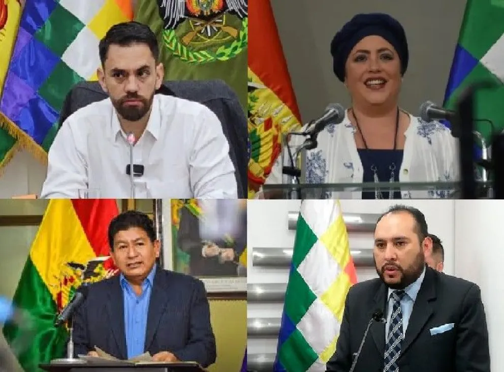 Los ministros Del Castillo, Prada y Montaño, además del viceministro Ríos. Foto: Composición