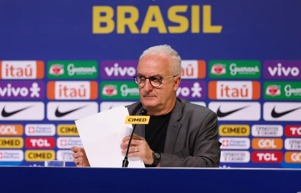 El seleccionador de Brasil Dorival Júnior durante la conferencia de prensa. Foto: CBF.