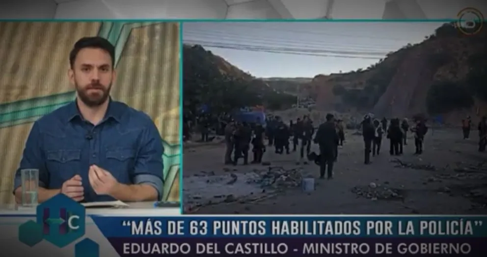 Ministro de Gobierno, Eduardo Del Castillo, en entrevista con el canal estatal.  Foto: Captura