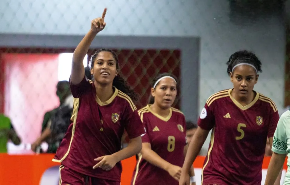 Festejo de Venezuela en el partido contra Bolivia. Foto: Conmebol.